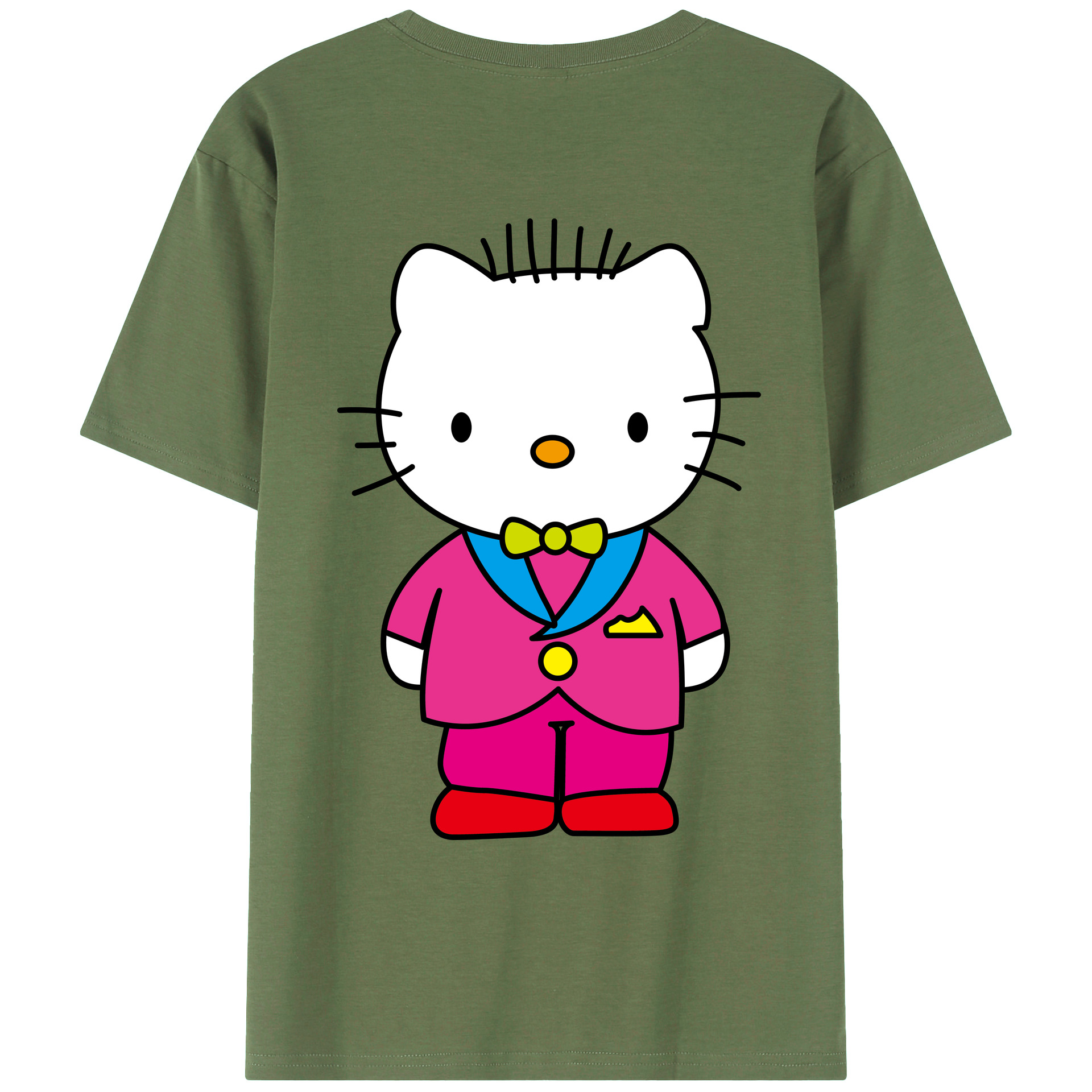 （画像用） Hello Kitty ハローキティ 綿100％ メンズ半袖Tシャツ（バックプリント） 通気性